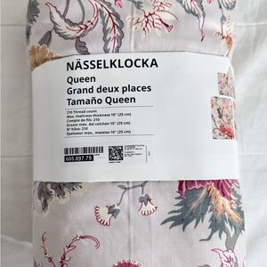 IKEA NÄSSELKLOCKA Queen Bedding Sheets - Pink and Gray Floral